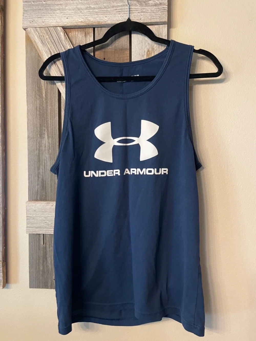 Under Armour Navy Blue Tank with White Logo - Picture 1 of 3